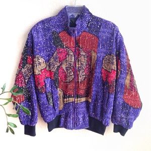 VTG⭐️80s Silky Gold Spatter Bomber Jacket!